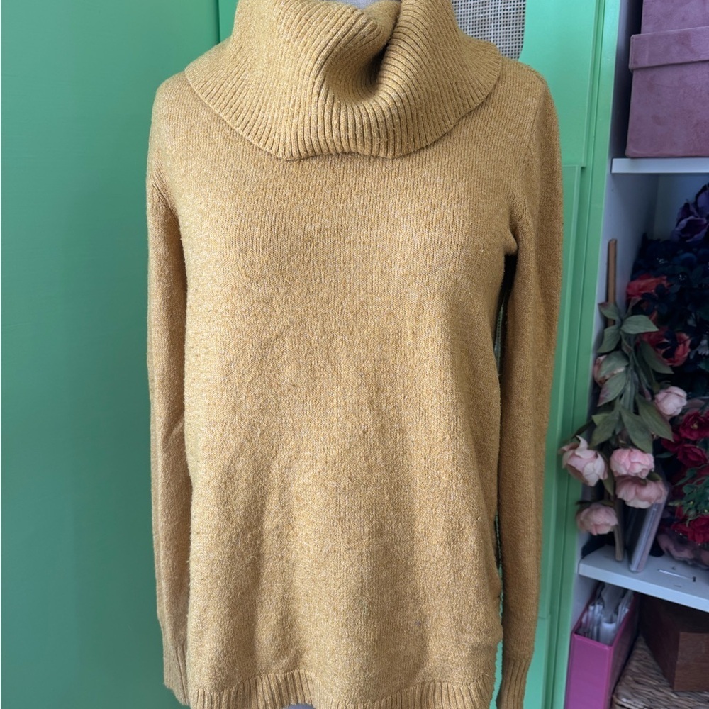 Tahari Mustard Cowl Neck Sweater - Picture 2 of 5